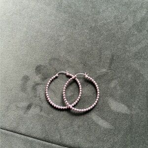Elegant Pink Beaded Hoop Earrings silver 925